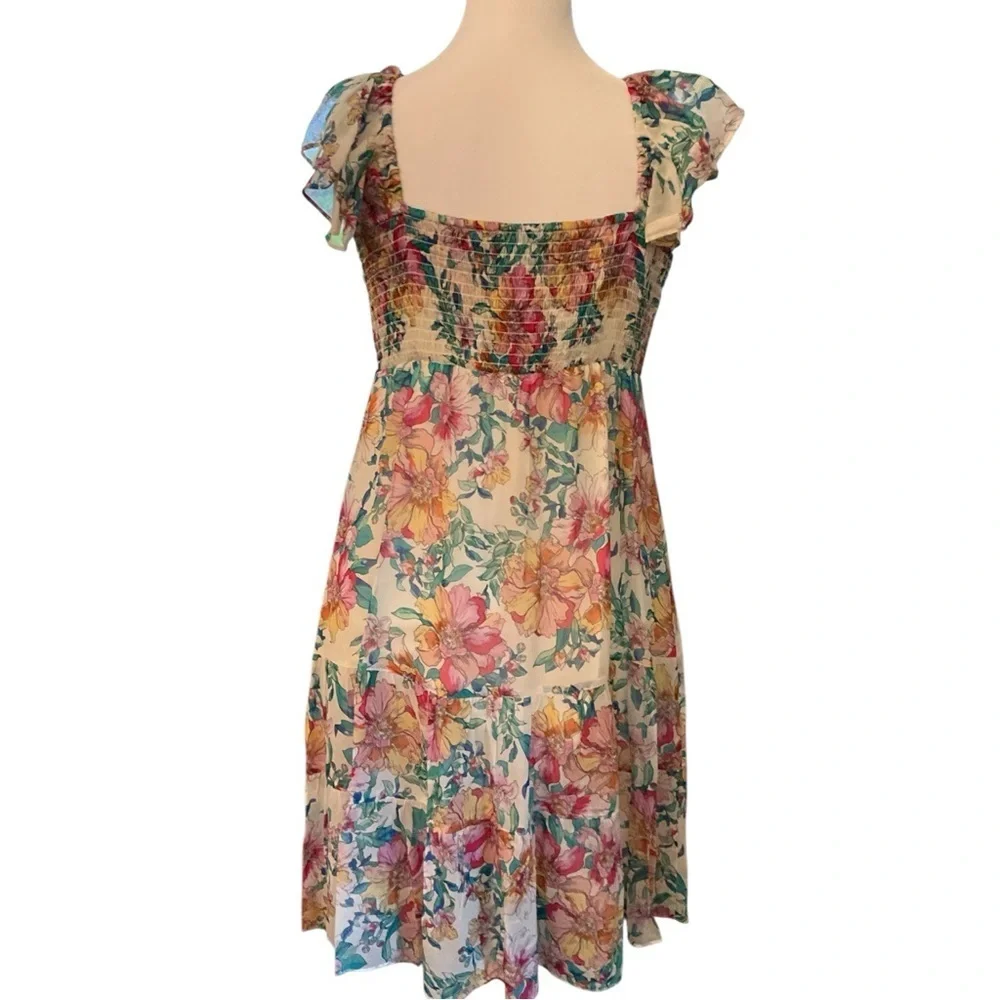 Hale Bob Blue and Pink Ruffled Midi Sundress - Picture 2 of 4